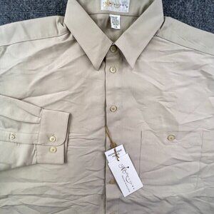 NWT Il Migliore Men’s Button Up Shirt Long Sleeve Large Beige Sanded Polynosics